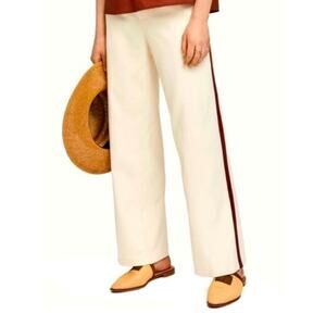 Scotch & Soda Womens Cream Side Stripe Stretch Wide Leg Pants Sz S Career